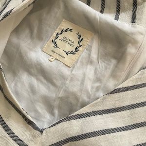 Olivia Joffrey linen maxi dress, fully lined, stripe details, Carbon black color